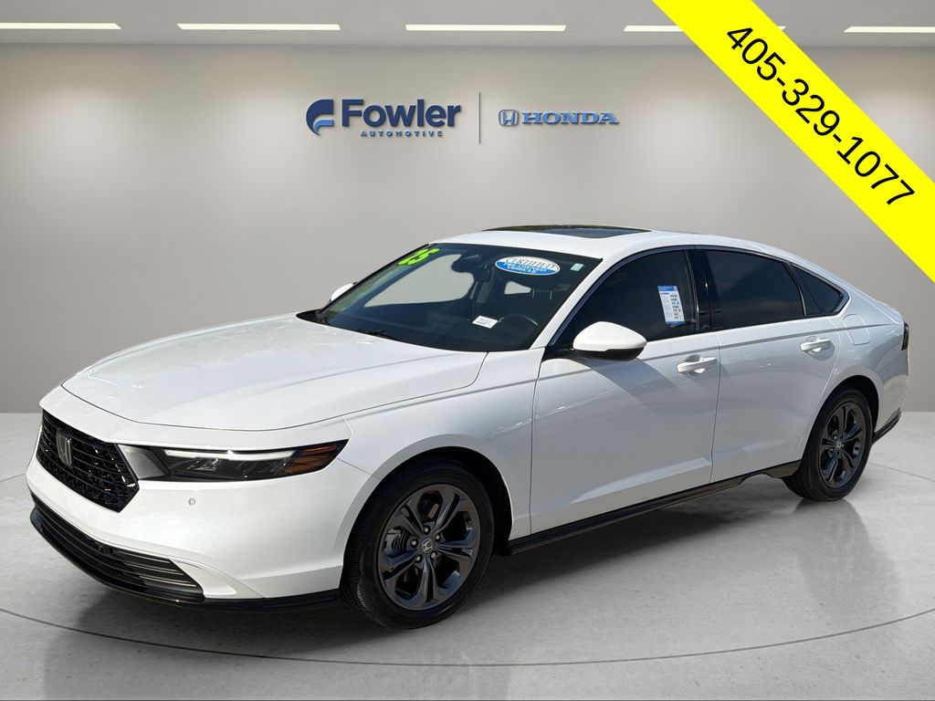 Platinum White Pearl 2025 Honda Accord Hybrid EX-L FWD Sedan Front-Wheel Drive Continuously Variable Transmission