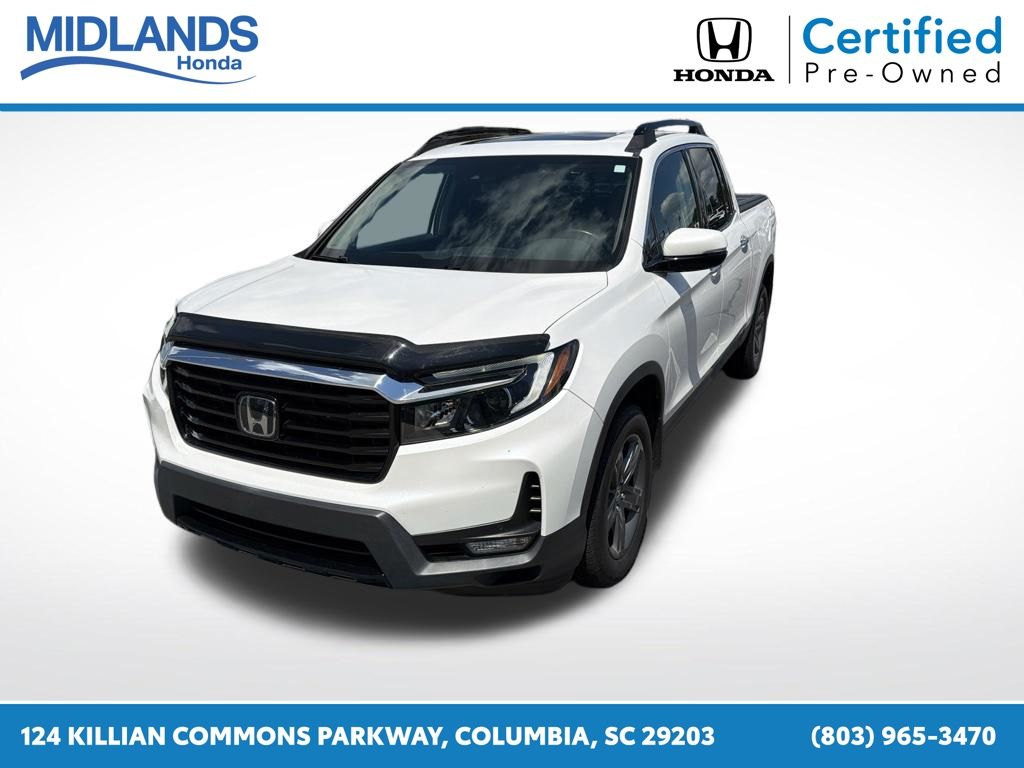 Platinum White 2023 Honda Ridgeline Pickup Truck All-Wheel Drive 9-Speed Automatic