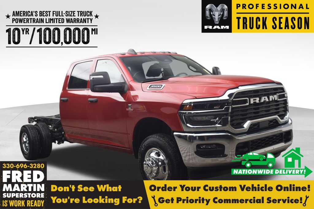 Molten Red Pearlcoat 2026 RAM 3500 Chassis Tradesman Crew Cab LB DRW 4WD Pickup Truck Four-Wheel Drive 8-Speed Automatic