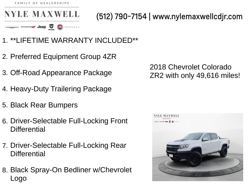 Used Car 2018 Chevrolet Colorado  Zr2 For Sale Under $35,000 In Austin, Texas