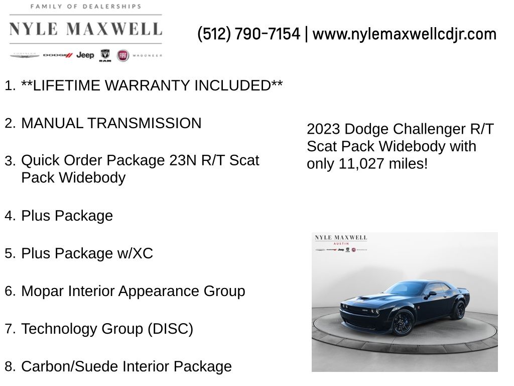 Used Car 2023 Dodge Challenger  R/t Scat Pack Widebody For Sale Under $60,000 In Austin, Texas