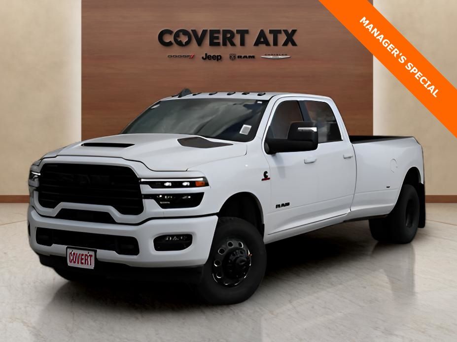 Bright White Clearcoat 2026 RAM 3500 Laramie Crew Cab LB DRW 4WD Pickup Truck Four-Wheel Drive 8-Speed Automatic