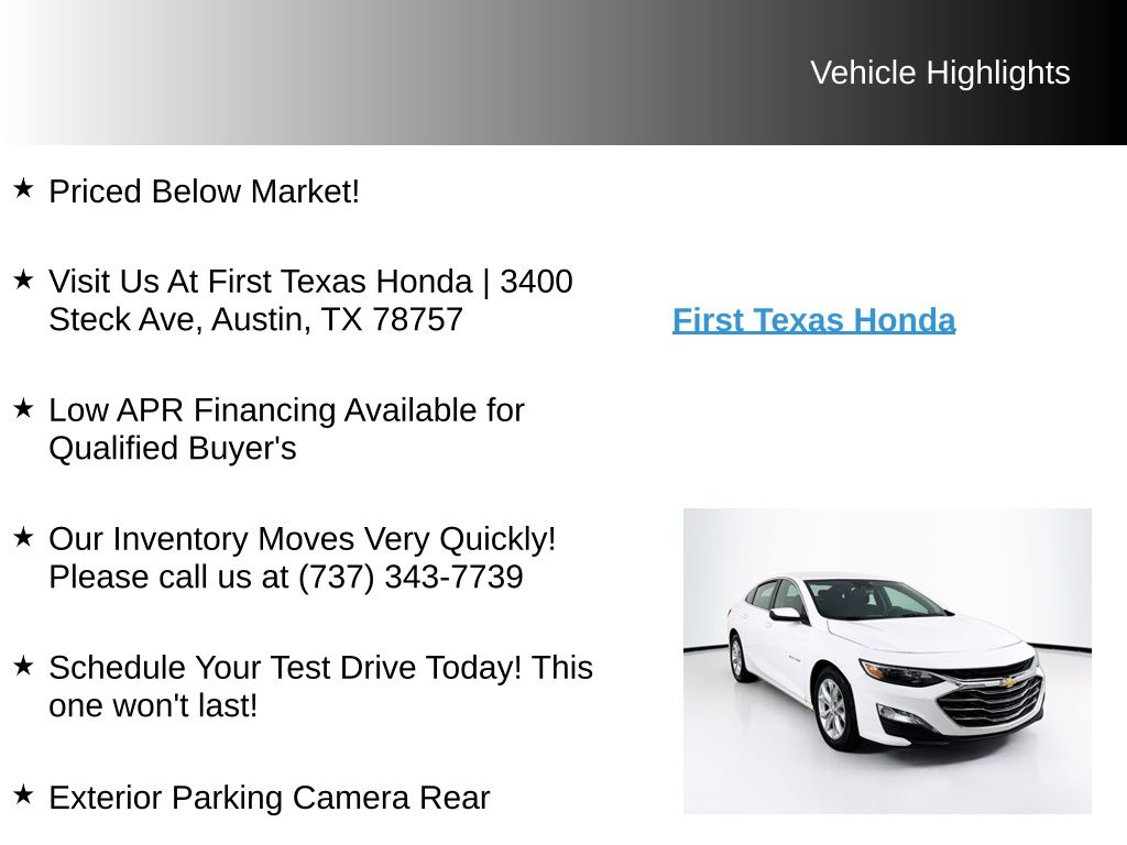Used Car 2024 Chevrolet Malibu  Lt For Sale Under $20,000 In Austin, Texas