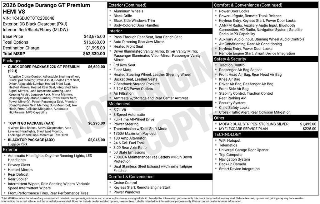 New 2026 Black Dodge GT Premium HEMI V8 image 6