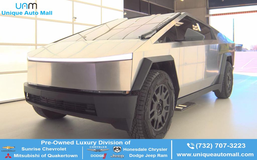 Gray (Stainless Steel) 2024 Tesla Cybertruck Crew Cab AWD Pickup Truck All-Wheel Drive 1-Speed Automatic