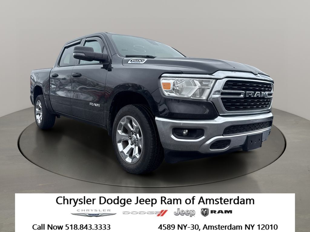 Diamond Black Crystal Pearlcoat 2023 RAM 1500 Big Horn Crew Cab 4WD Pickup Truck Four-Wheel Drive 8-Speed Automatic