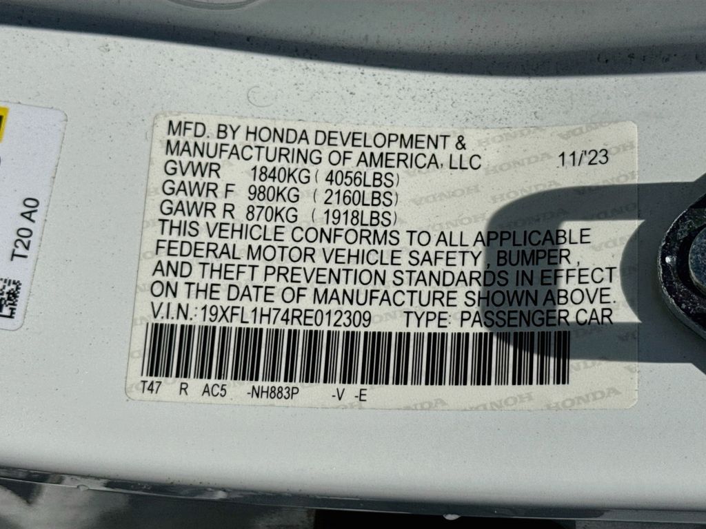 2024 Honda Civic EX-L White at Shottenkirk Kia Fort Bend