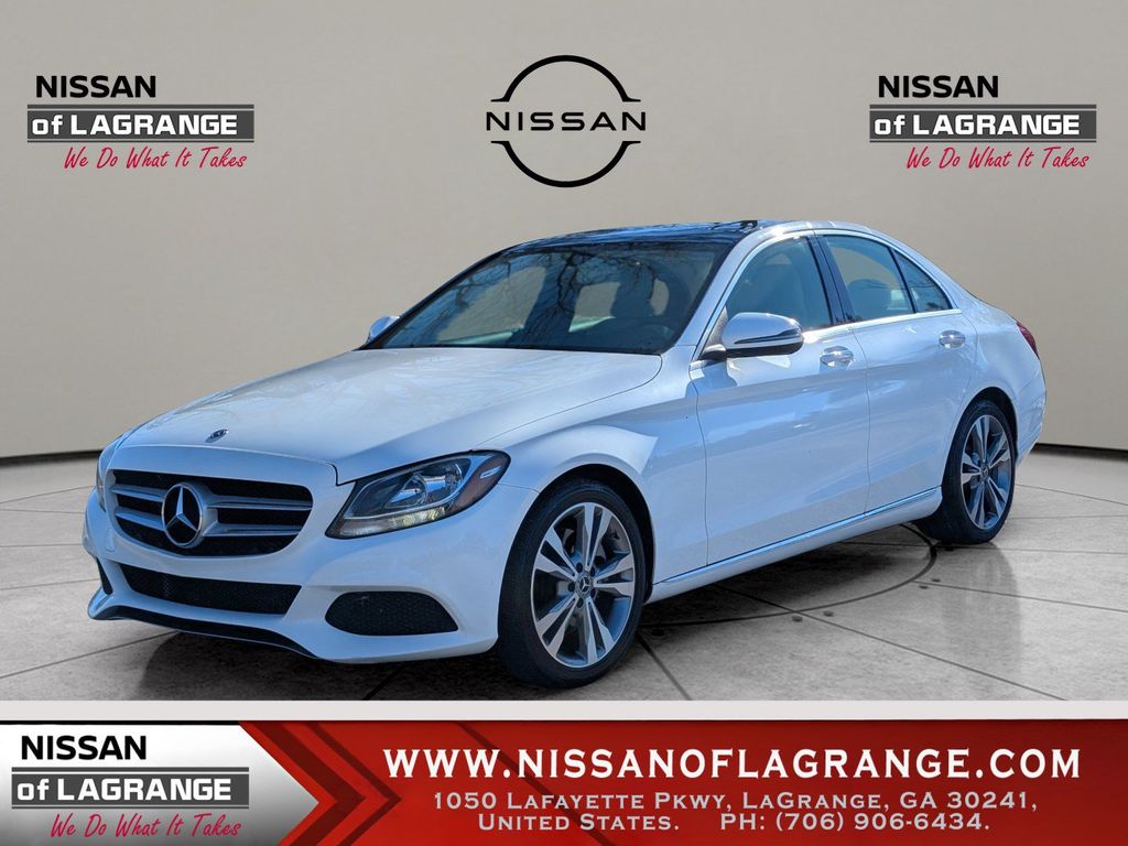 White / Beige 2018 Mercedes-Benz C-Class Sedan Rear-Wheel Drive 9-Speed Automatic