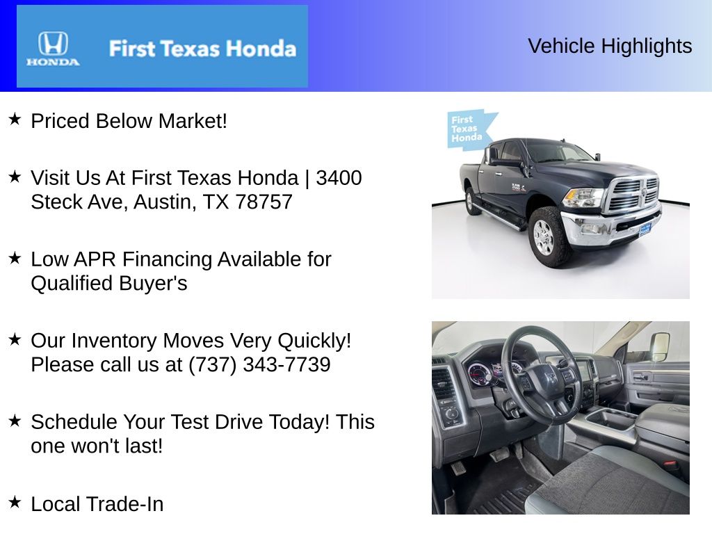 Used Car 2017 Ram 2500  Lone Star For Sale Under $40,000 In Austin, Texas