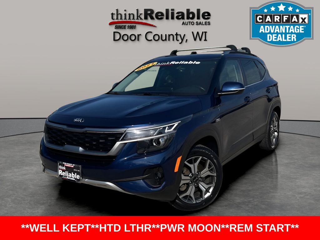 Dark Ocean Blue 2021 Kia Seltos EX AWD SUV / Crossover All-Wheel Drive Continuously Variable Transmission
