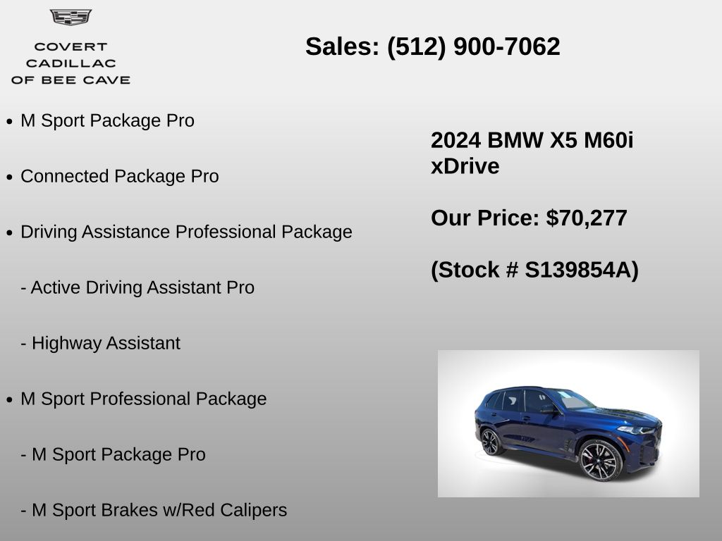 Used Car 2024 Bmw X5  M60i For Sale Under $80,000 In Austin, Texas