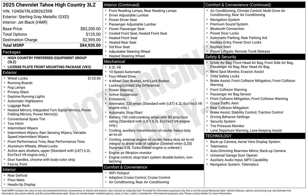 2025 Chevrolet Tahoe 4WD High Country
