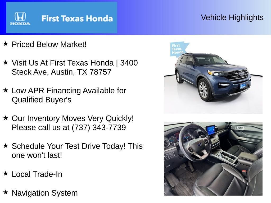 Used Car 2021 Ford Explorer  Xlt For Sale Under $25,000 In Austin, Texas