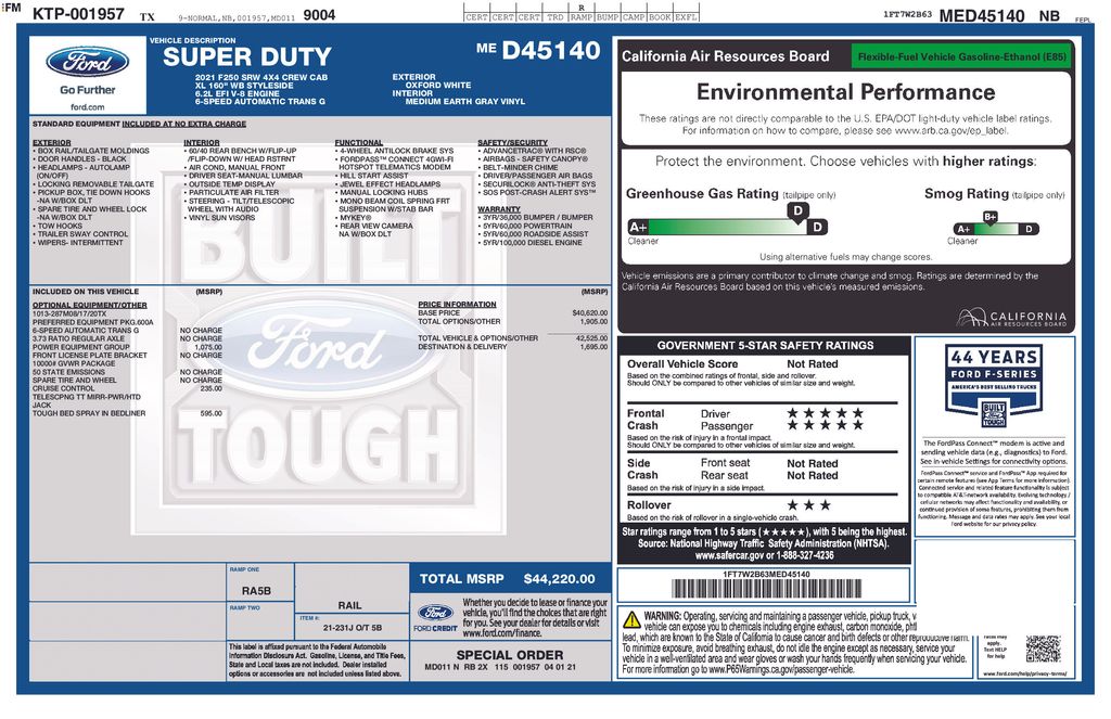 2021 Oxford White Ford Super Duty F-250 SRW XL 4X4 Truck