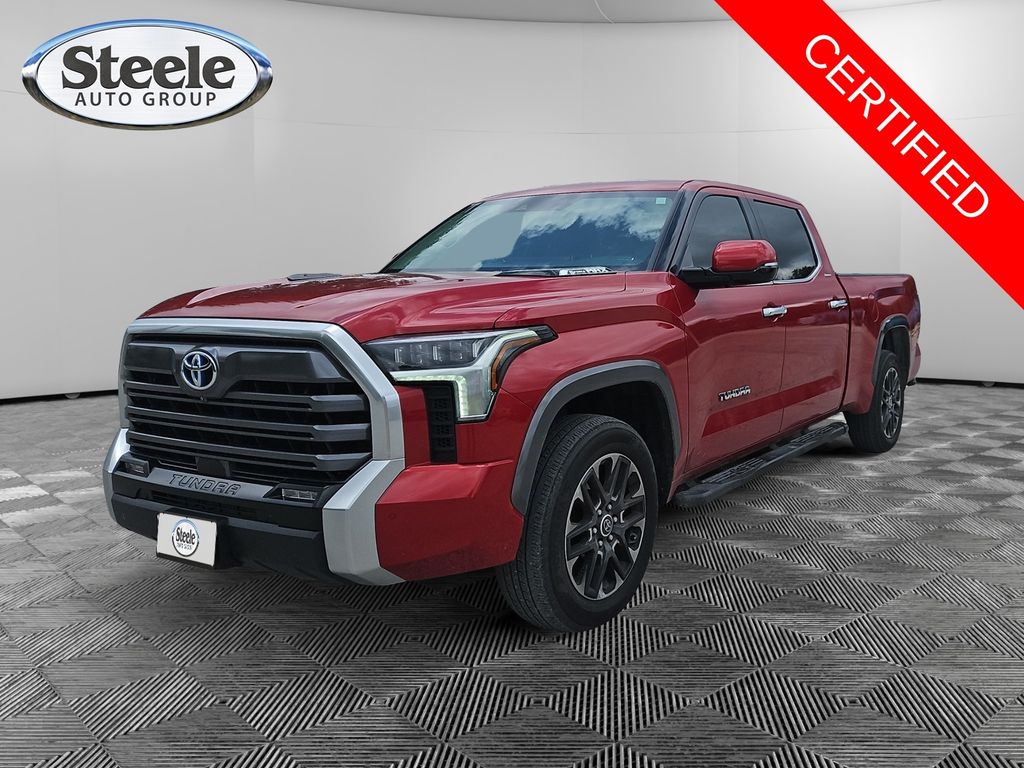 Red 2022 Toyota Tundra Hybrid Pickup Truck Four-Wheel Drive Automatic