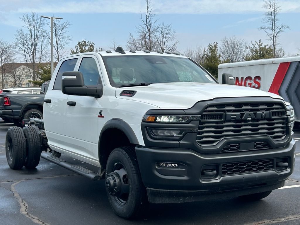Bright White Clearcoat 2026 RAM 3500 Chassis Tradesman Crew Cab LB DRW 4WD Pickup Truck Four-Wheel Drive 8-Speed Automatic