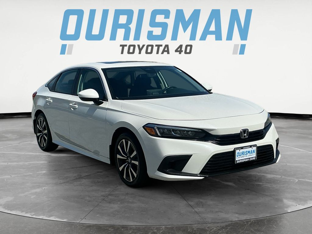 Platinum White Pearl 2024 Honda Civic EX FWD Sedan Front-Wheel Drive Continuously Variable Transmission