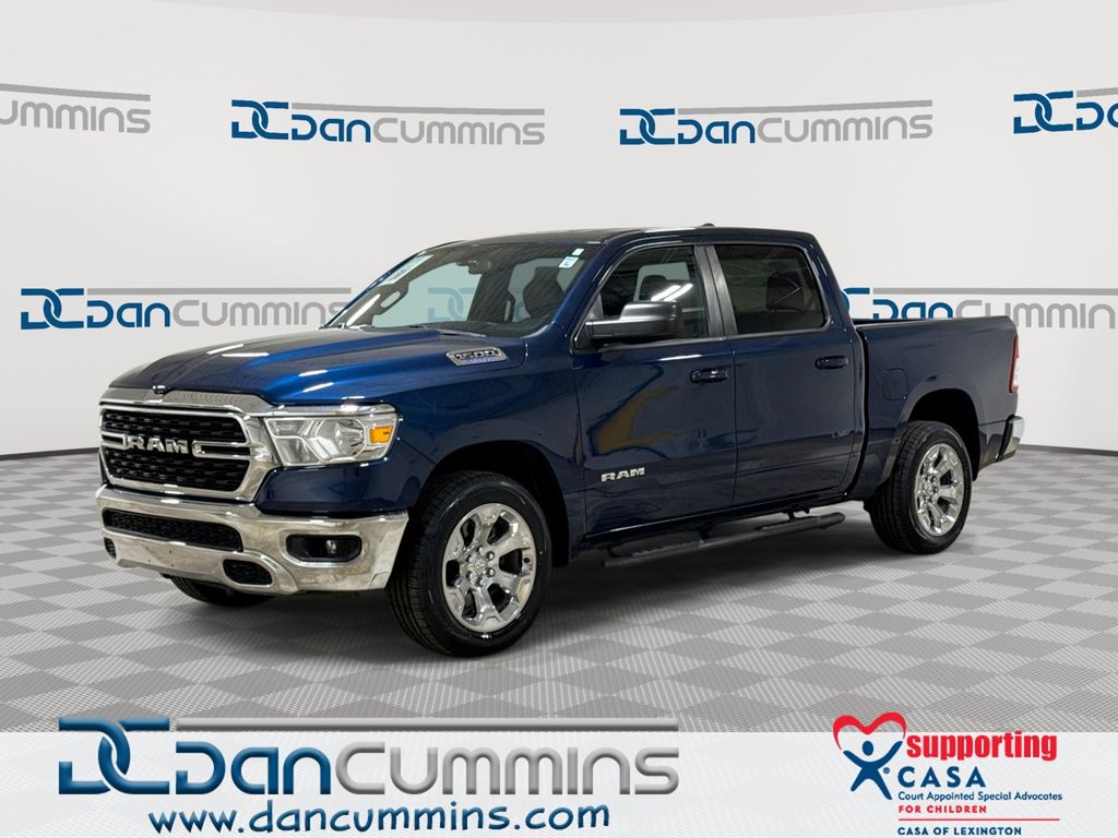 Patriot Blue Pearlcoat 2022 RAM 1500 Big Horn Crew Cab 4WD Pickup Truck Four-Wheel Drive 8-Speed Automatic