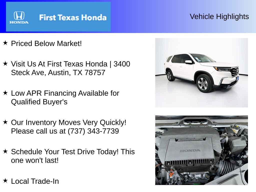 New Car 2025 Honda Pilot  Ex-l For Sale Under $50,000 In Austin, Texas