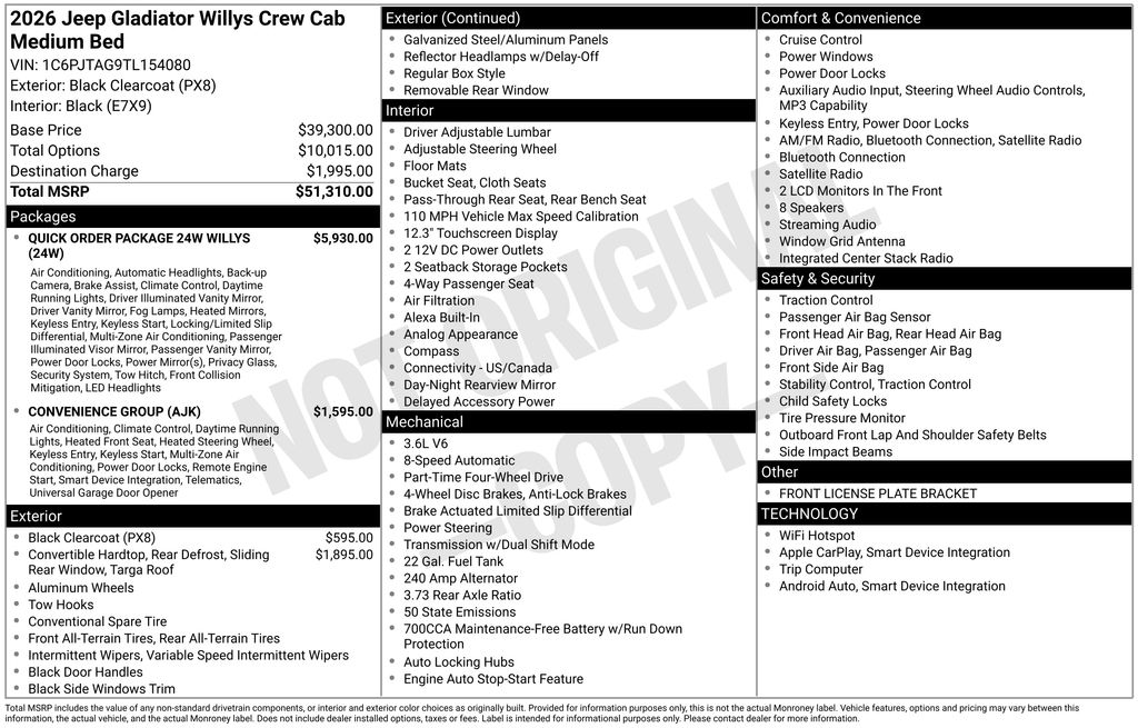 new 2026 Jeep Gladiator car, priced at $45,712