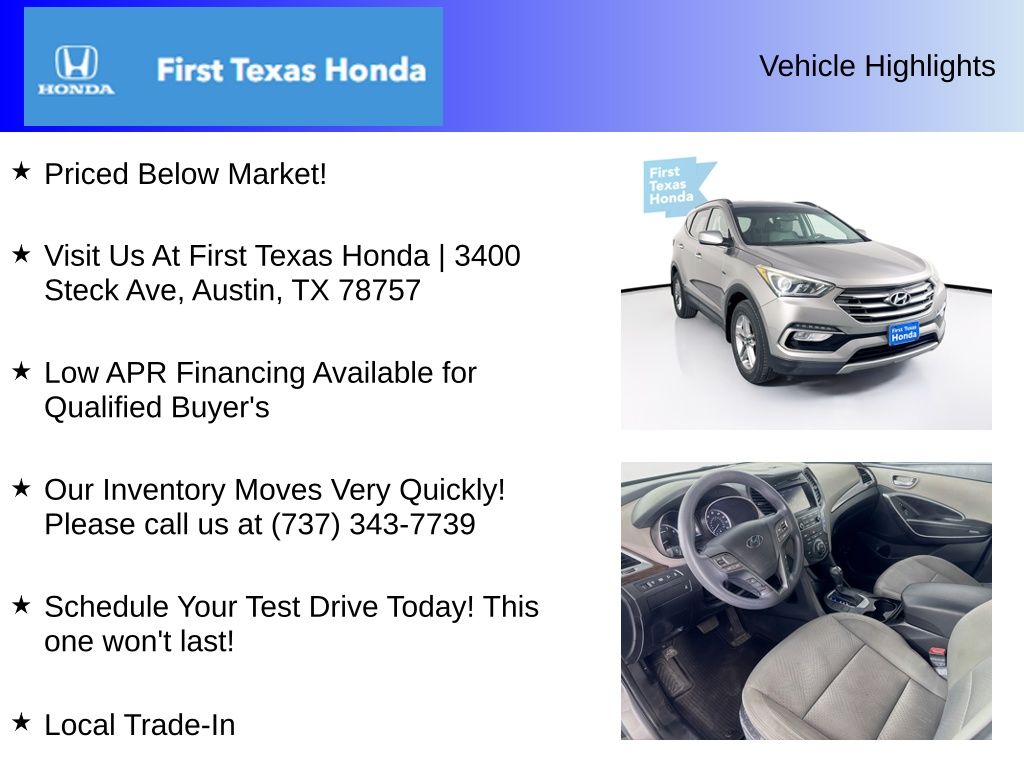 Used Car 2017 Hyundai Santa Fe Sport  2.4 Base For Sale Under $12,000 In Austin, Texas