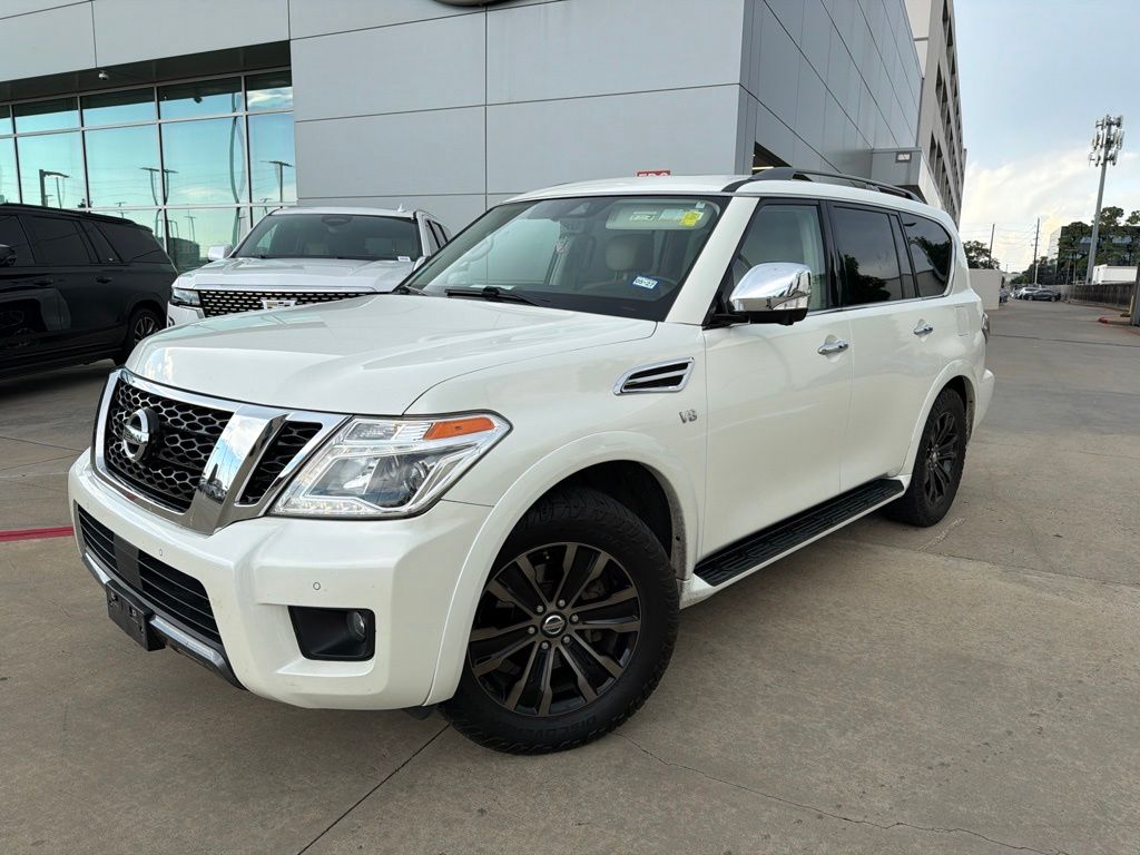 2019 Nissan Armada Platinum White at DeMontrond Automotive Group