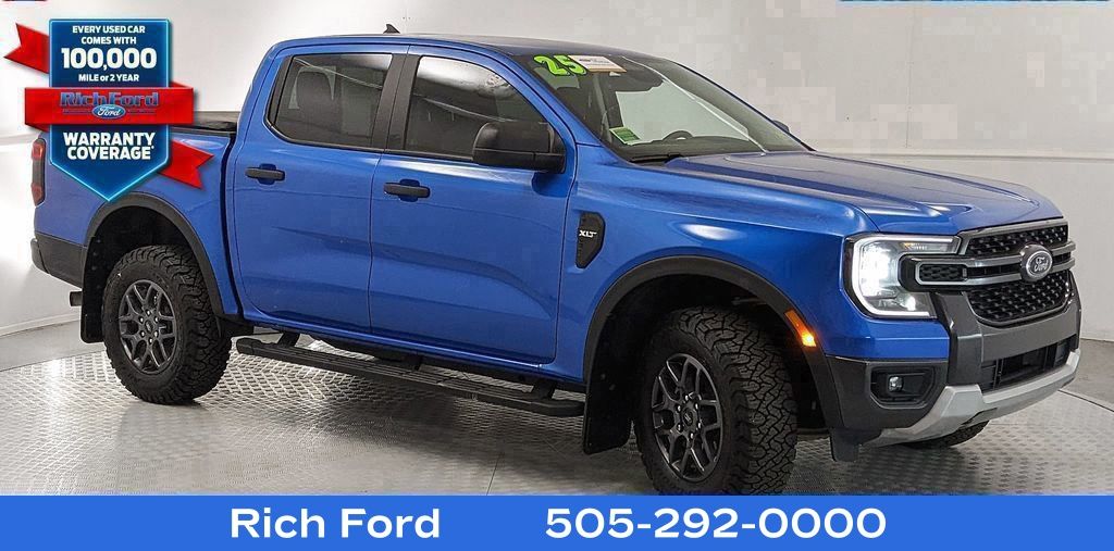 Blue 2025 Ford Ranger XLT SuperCrew 4WD Pickup Truck Four-Wheel Drive Automatic
