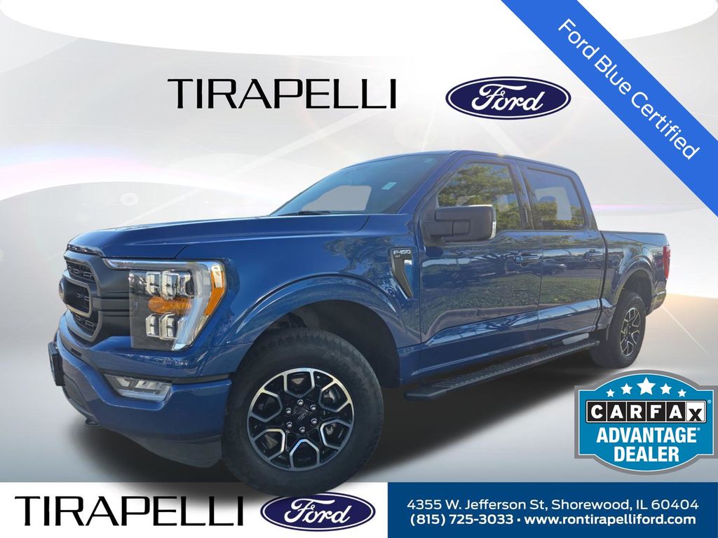 Blue Metallic 2022 Ford F-150 XLT SuperCrew 4WD Pickup Truck Four-Wheel Drive Automatic