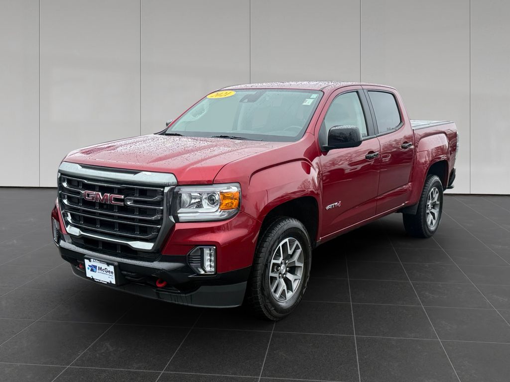Cayenne Red Tintcoat 2021 GMC Canyon AT4 Crew Cab 4WD with Leather Pickup Truck Four-Wheel Drive 8-Speed Automatic