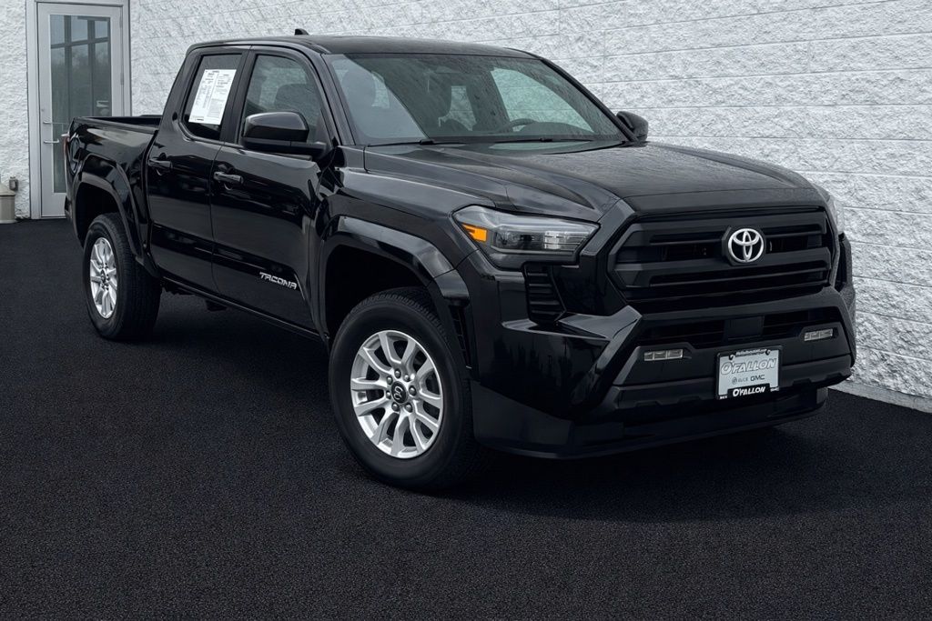 Black 2024 Toyota Tacoma SR5 Double Cab 4WD Pickup Truck Four-Wheel Drive 8-Speed Automatic