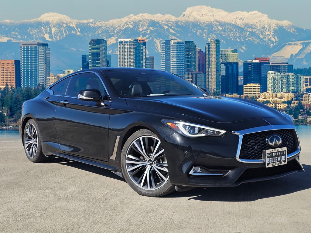 Midnight Black 2021 INFINITI Q60 3.0T Luxe RWD Coupe Rear-Wheel Drive 7-Speed Automatic
