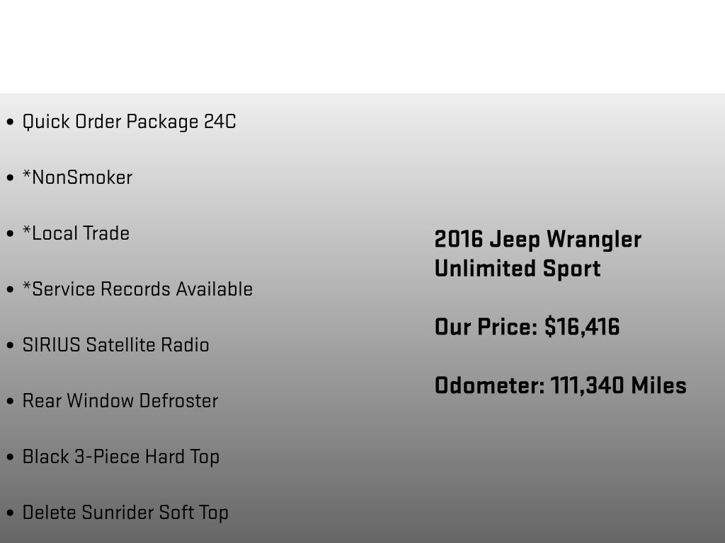 2016 Jeep Wrangler Unlimited Sport Red at Klick Lewis Buick Chevrolet