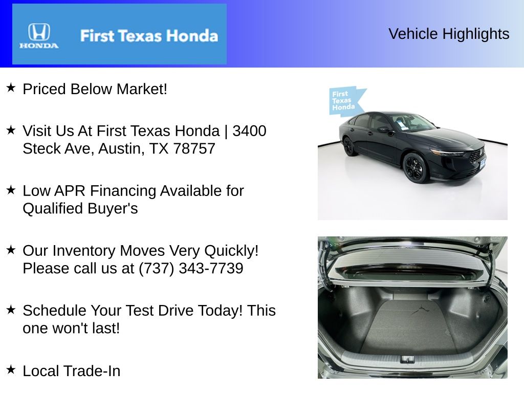 New Car 2025 Honda Accord  Se For Sale Under $35,000 In Austin, Texas