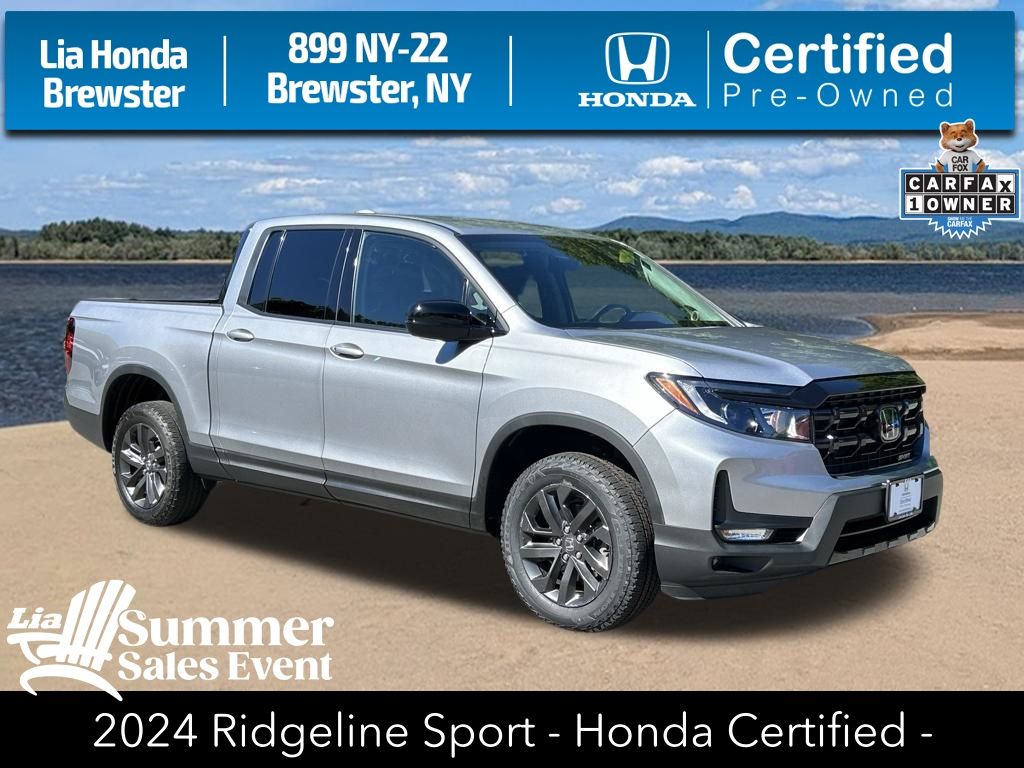 Gray 2024 Honda Ridgeline Pickup Truck All-Wheel Drive 9-Speed Automatic