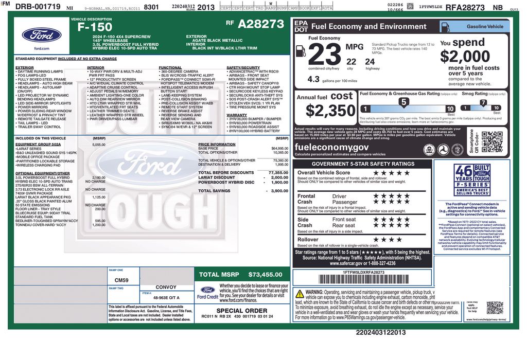 Certified Used 2024 Black Ford Lariat image 2