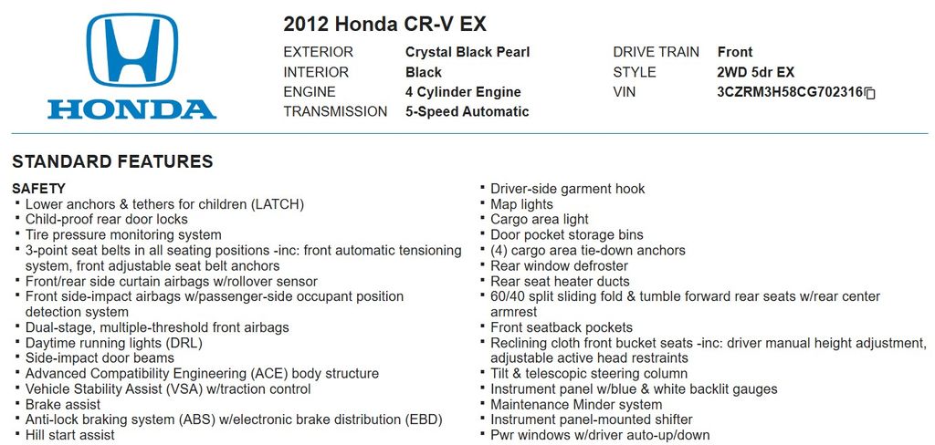 2012 Honda CR-V EX photo
