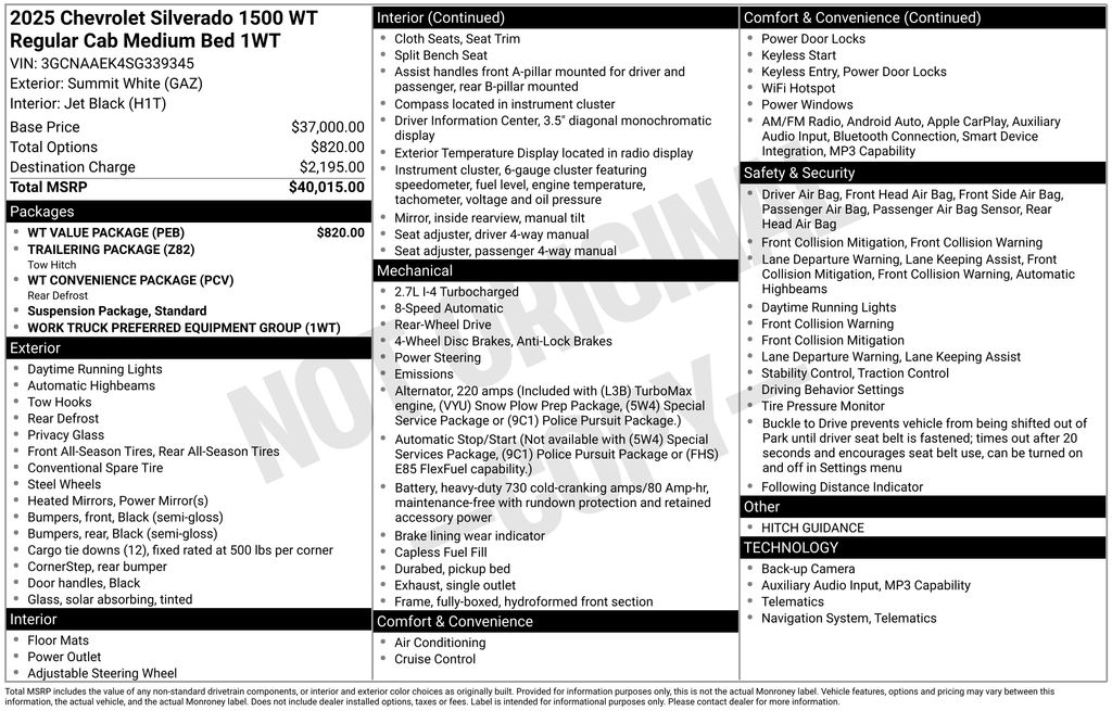 Used 2025 White Chevrolet WT image 5