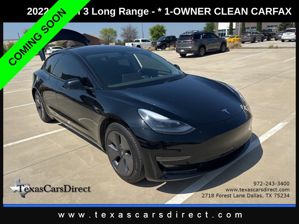 Solid Black 2022 Tesla Model 3 Long Range AWD Sedan All-Wheel Drive 1-Speed Automatic
