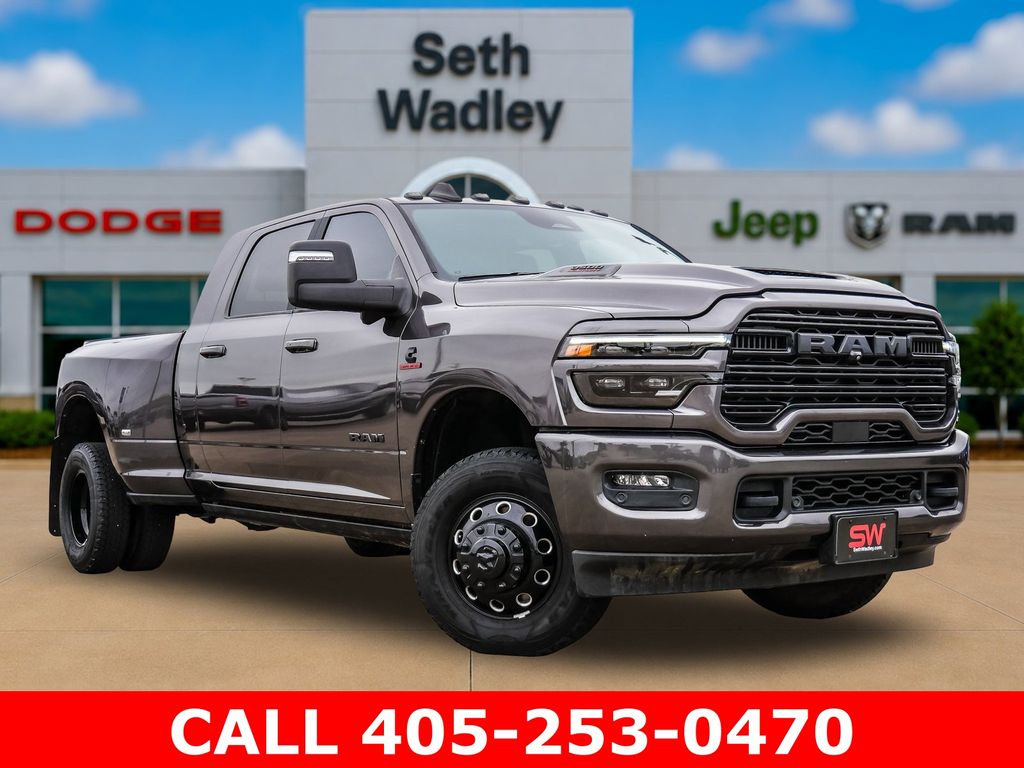 Gray (Granite Crystal Metallic Clearcoat) 2025 RAM 3500 Laramie Mega Cab DRW 4WD Pickup Truck Four-Wheel Drive 8-Speed Automatic