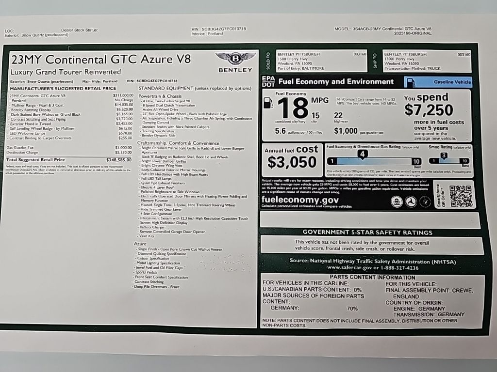 2023 Bentley Continental GT Azure 43