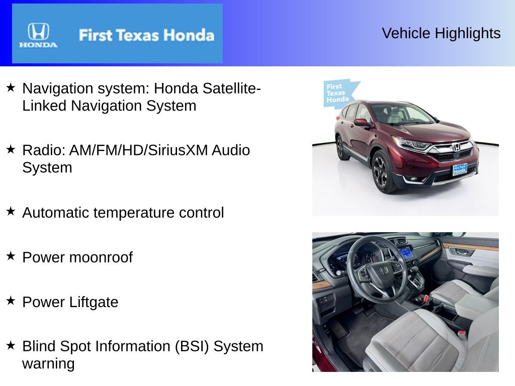 Used Car 2019 Honda Cr-v  Touring For Sale Under $30,000 In Austin, Texas