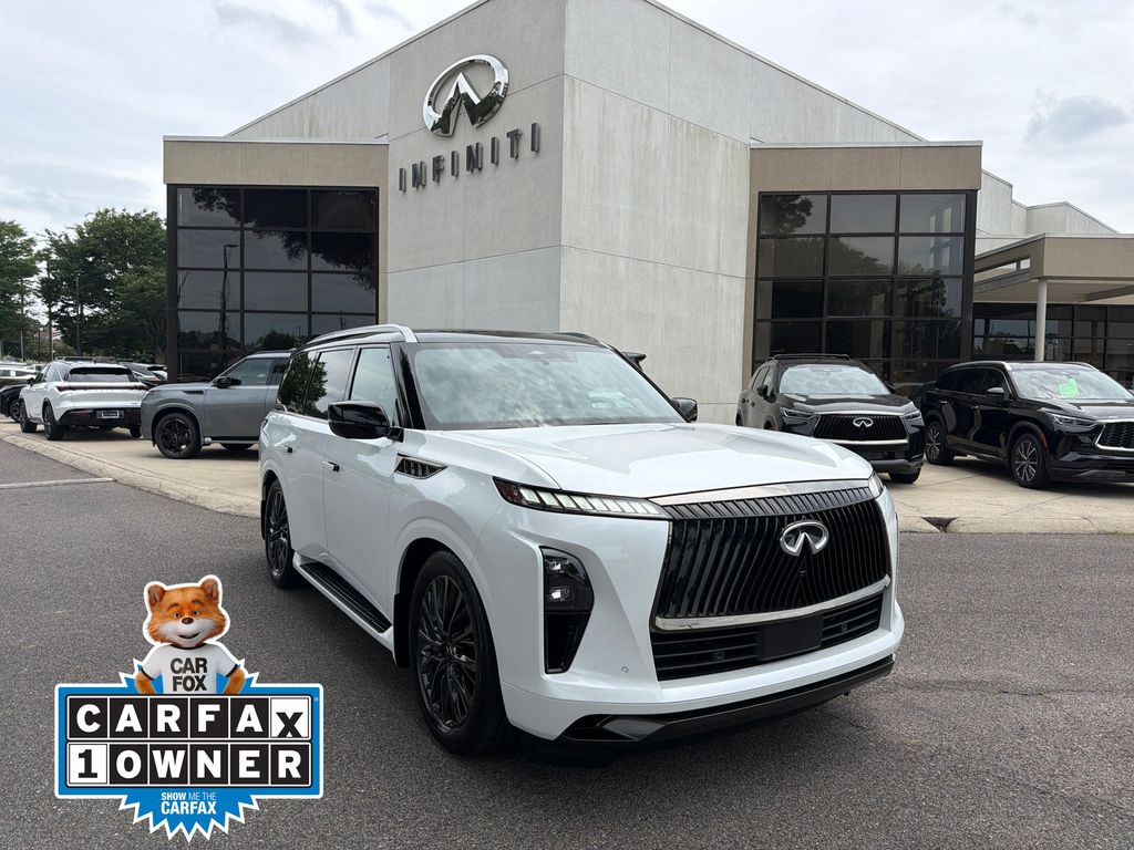 Radiant White/Black Obsidian 2026 INFINITI QX80 SUV / Crossover All-Wheel Drive 9-Speed Automatic