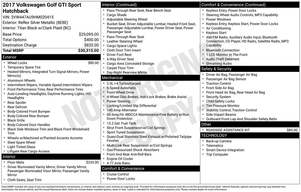 2017 Volkswagen Golf GTI Sport 4-Door
