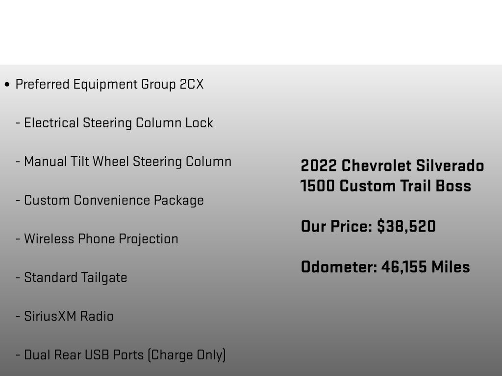 2022 Chevrolet Silverado 1500 Custom Trail Boss White at Carlisle Cadillac Buick GMC