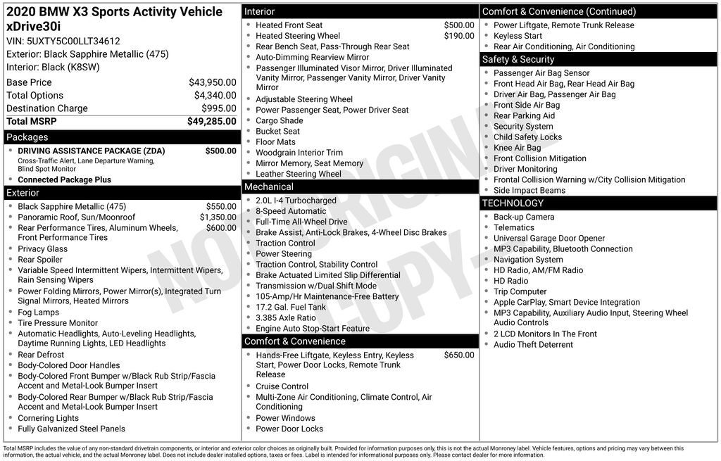 Used Car 2020 Bmw X3  Xdrive30i For Sale Under $25,000 In Austin, Texas