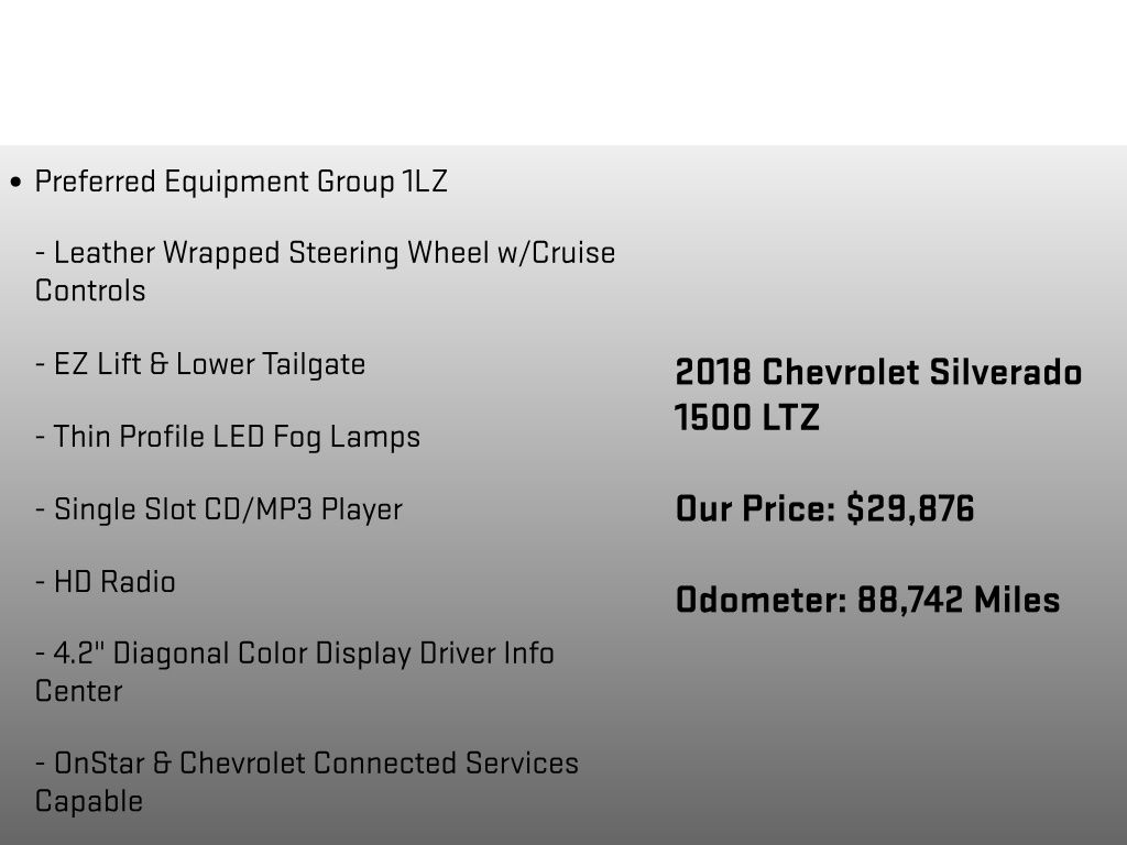2018 Chevrolet Silverado 1500 LTZ White at Phil Fitts Ford