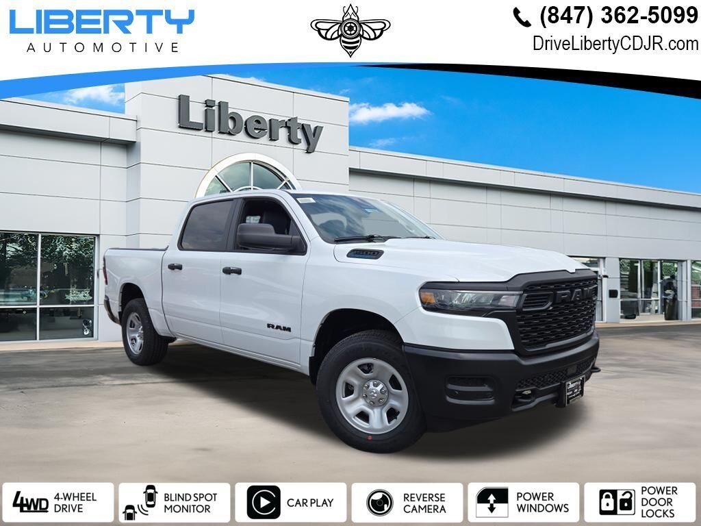 Bright White Clearcoat 2026 RAM 1500 Tradesman Crew Cab 4WD Pickup Truck Four-Wheel Drive 8-Speed Automatic