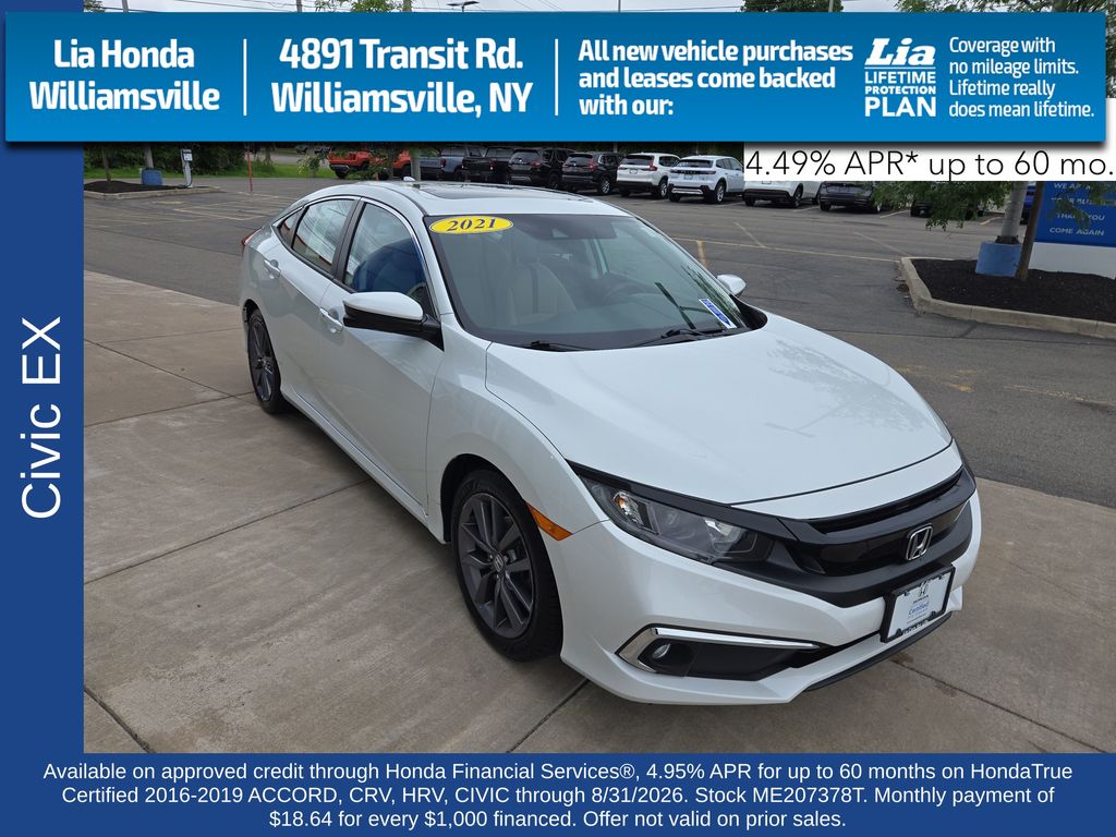 Platinum White Pearl 2021 Honda Civic Sedan Front-Wheel Drive Continuously Variable Transmission