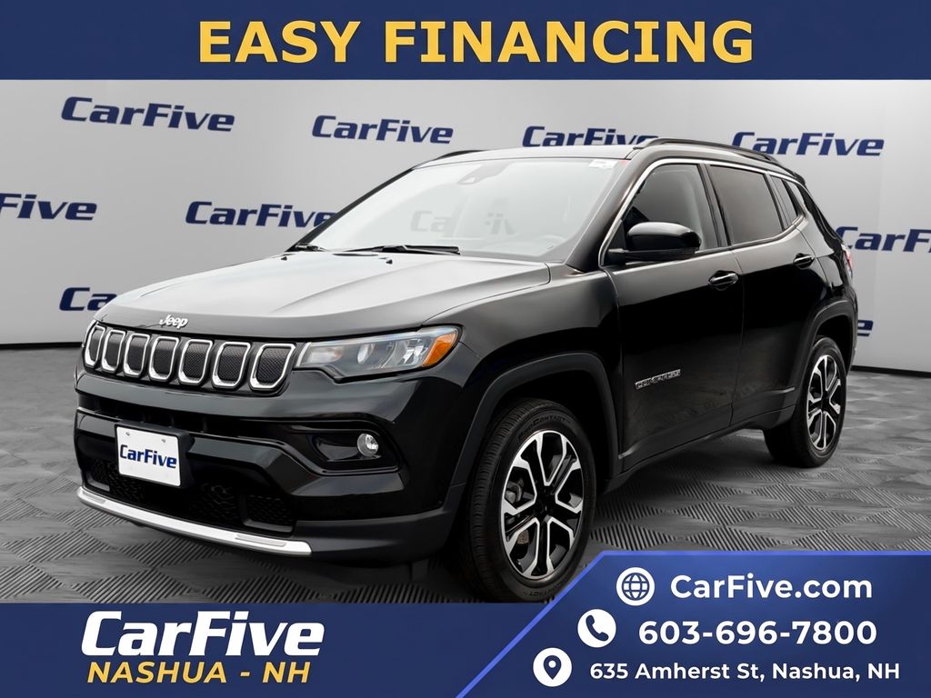 Diamond Black Crystal Pearlcoat 2022 Jeep Compass SUV / Crossover Four-Wheel Drive 9-Speed Automatic