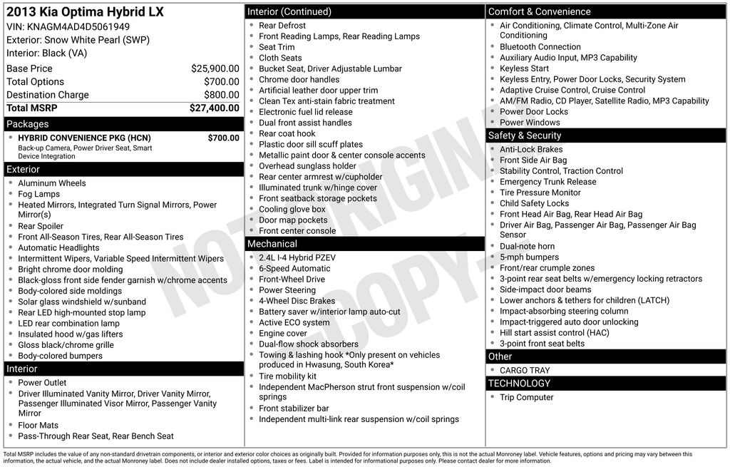 Used 2013 White Kia LX image 2